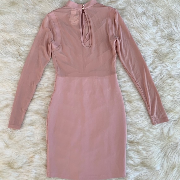 🎉 Sale New Windsor Mauve Pink Long Sleeve Mesh See Thru Dress - Picture 8 of 10